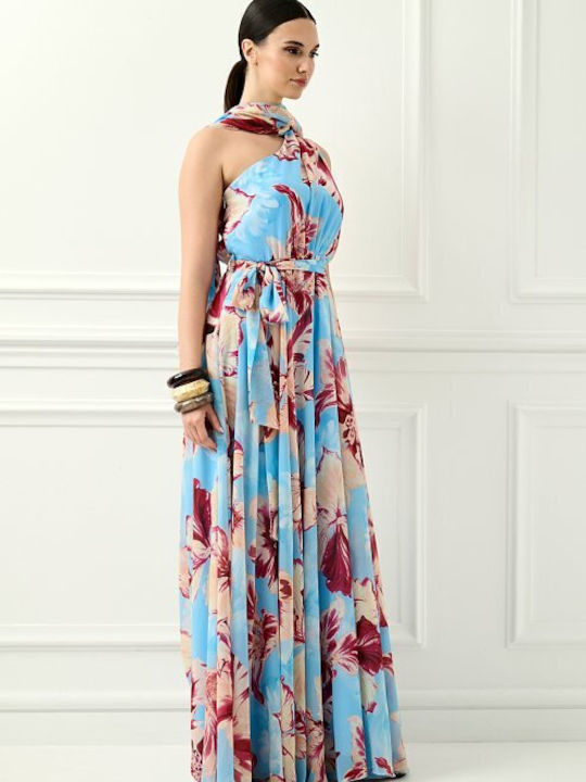 Rochie Maxi De Vară Pentru Nuntă / Botez Albastru Deschis Siel