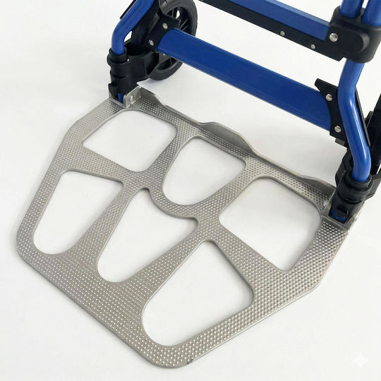 Collapsible Transport Trolley Relaxdays Protection Strap Maximum Load 120 Kg Blue Black Silver 10053299_45