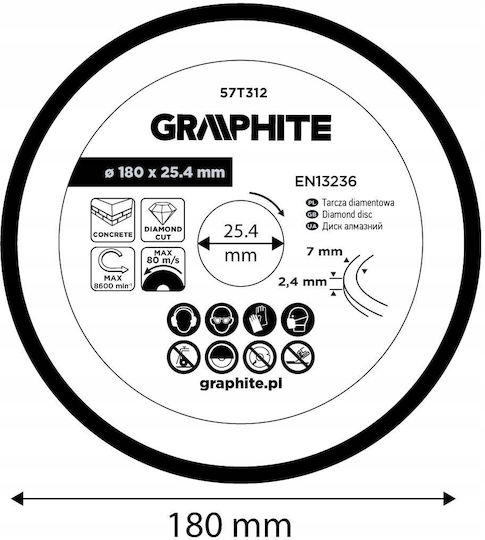Graphite Segment Diamond Cutting Disc 180 X 25.4 Mm Dry Use