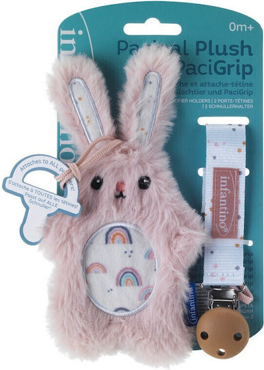 Infantino Pacipal Plush & Pacicrib Bunny Pink Gift Set Plush Pacifier Ribbon Clip Bunny