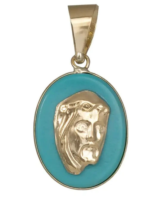 Kids Charm Pendant with Jesus Christ in Gold 9K 054590