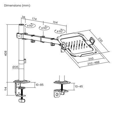 Powertech Powertech Computer Monitor Ständer bis 32" mit Verlängerungsarm (PT-1570)
