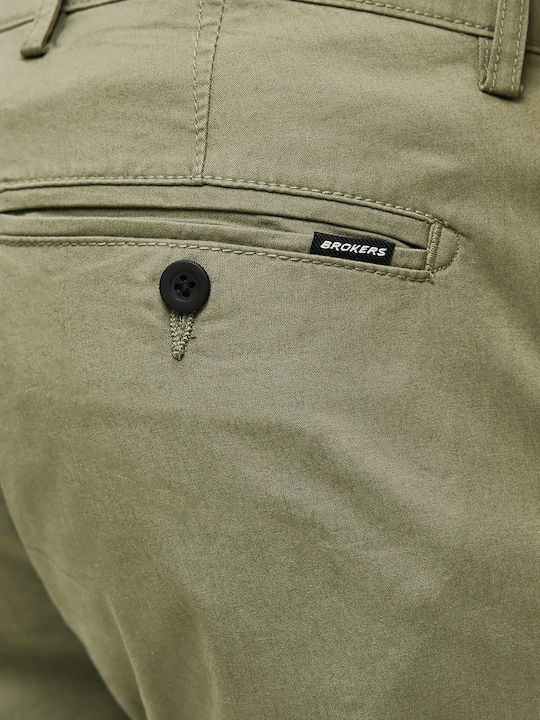 Herrenhosen Chinos Elastisch in Schlank Passform Olive