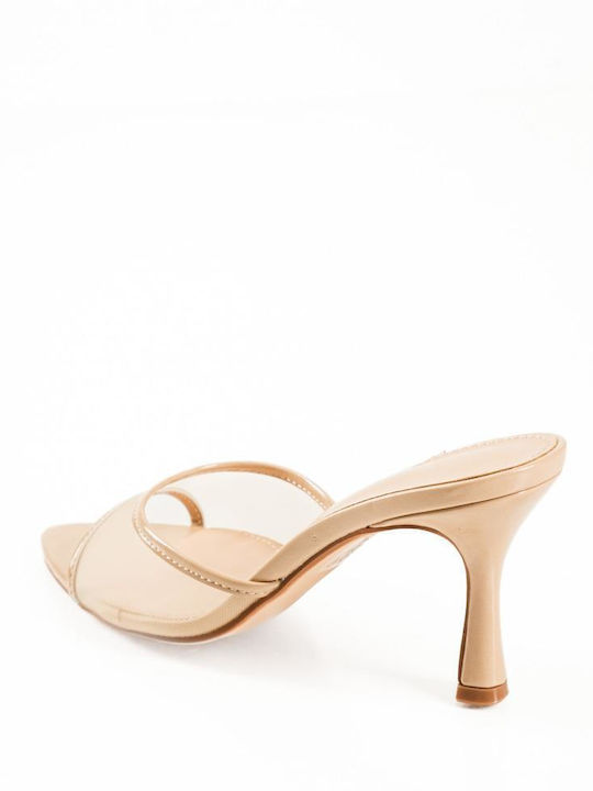 Mules With Thin Heel In Pink Colour