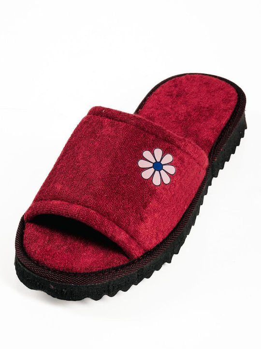 Terry Damen Hausschuhe Burgundisch