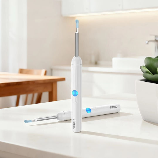 Hoco Hp65 Smart Ear Cleaning Device Hd Camera & Wifi – Otoscope Ear Cleaner Led & Earvision App White