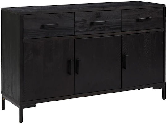 Sideboard made of Solid Wood with Drawers Black 110x35x70cm
