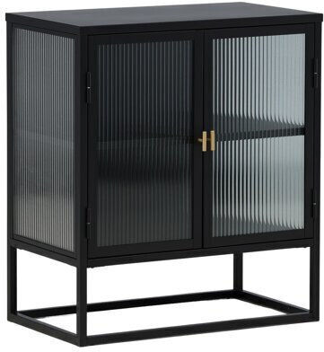 Sideboard Dallas 4673 made of Metal & Glass Black Velvet-Black Metal 70x40x80cm