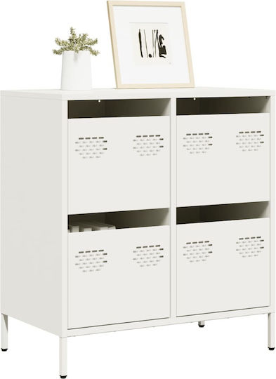Sideboard made of Metal with Drawers White 68x39x73.5cm
