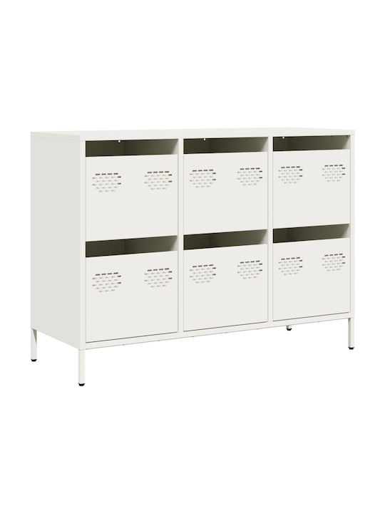 Sideboard made of Metal with Drawers White 101.5x39x73.5cm