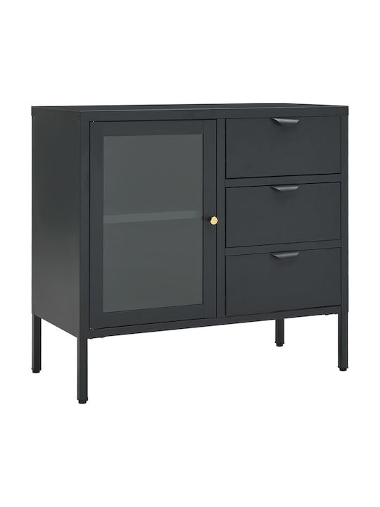 Sideboard made of Metal with Drawers Charcoal 75x35x70cm
