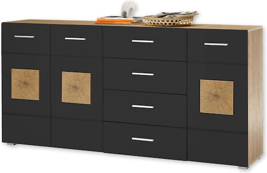 Μπουφές Georgia Holz mit Schubladen Φυσικό + Ανθρακί 180x92x38cm