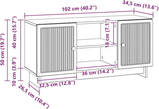 TV Stand Brown M102xW34.5xH50cm