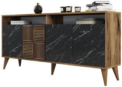 Μπουφές Ξύλινος Μαύρου Μαρμάρου 160x35x78cm Μπουφές Ξύλινος Μαύρου Μαρμάρου 160x35x78cm