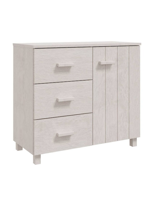 Bufet din Lemn cu Sertare Alb 90x40x80cm