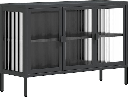 Sideboard made of Metal & Glass Black 105x35x70cm