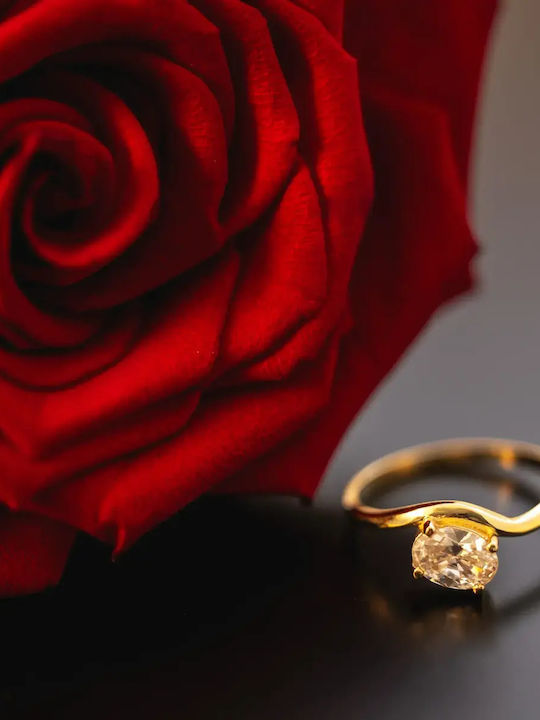 Single Stone Ring From 9K Gold With Zircon