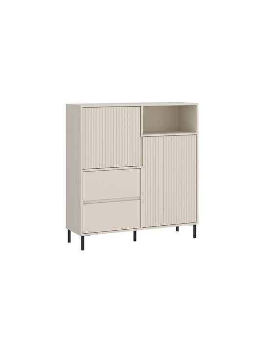 Sideboard Ruvrevi 104 made of Wood & Metal with Drawers Cashmere 40x40x105cm