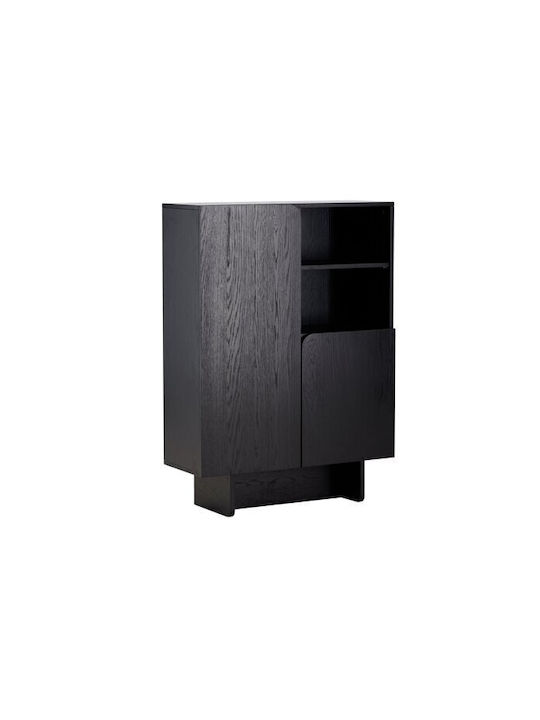 Sideboard Dallas 5131 Wooden Black Velvet-Black Metal 80x30x110cm