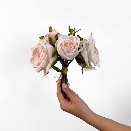 Koart Rosetta Pink Artificial Bouquet Roses Real Touch 21 Cm 6 Pieces