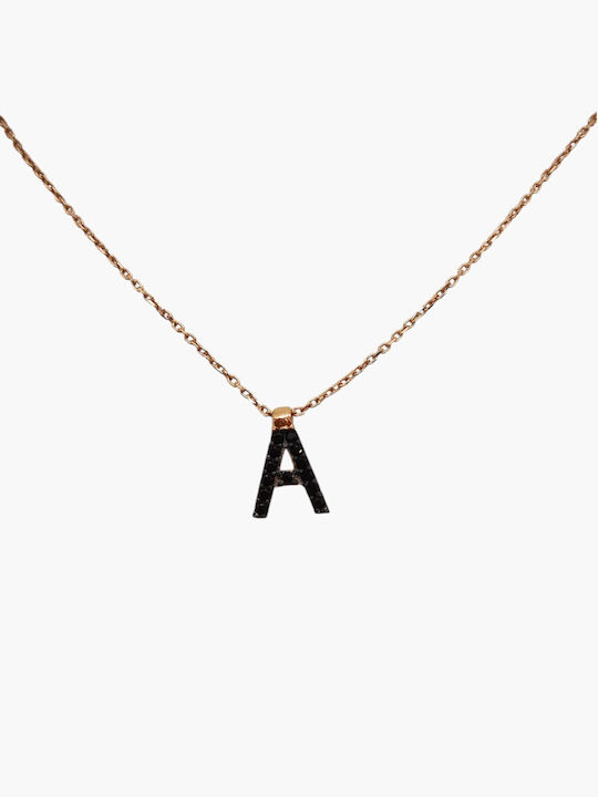Kosmima1 Necklace Monogram "A" In Pink Gold Plated Silver
