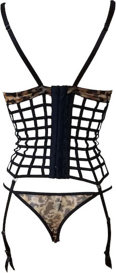 Sexy Bustier Garter Set With String Trend 70021-10118 Animal