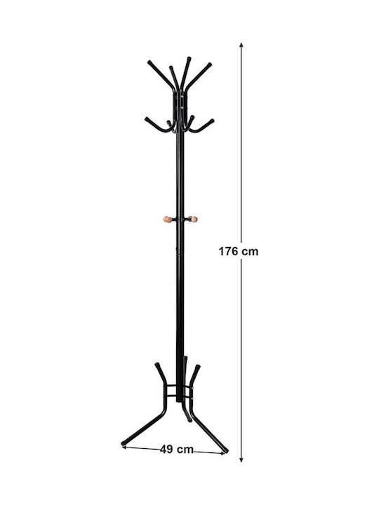 Songmics Калъф за дрехи Метал Черен с 8 куки 49x49x176см