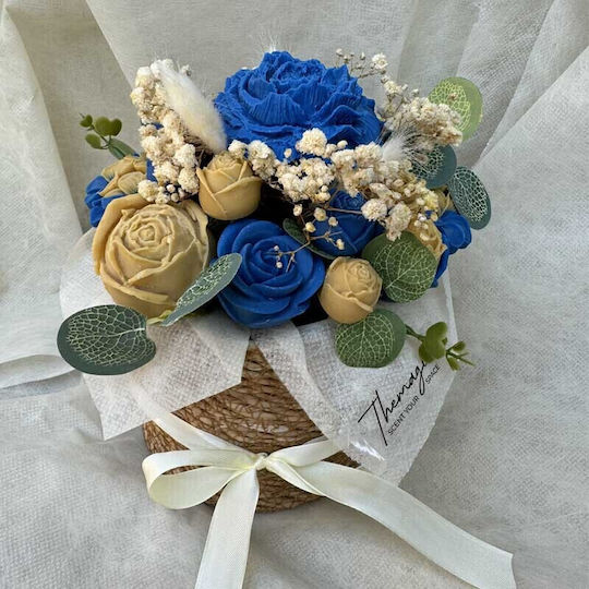 Buchet Din Flori Și Plante Artificiale Decorative Albastre În Cutie Themagio