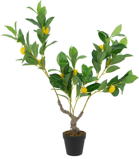 Artekko Lemon Tree Green Artificial Lemon Tree Black Pot 30x30x80 Cm