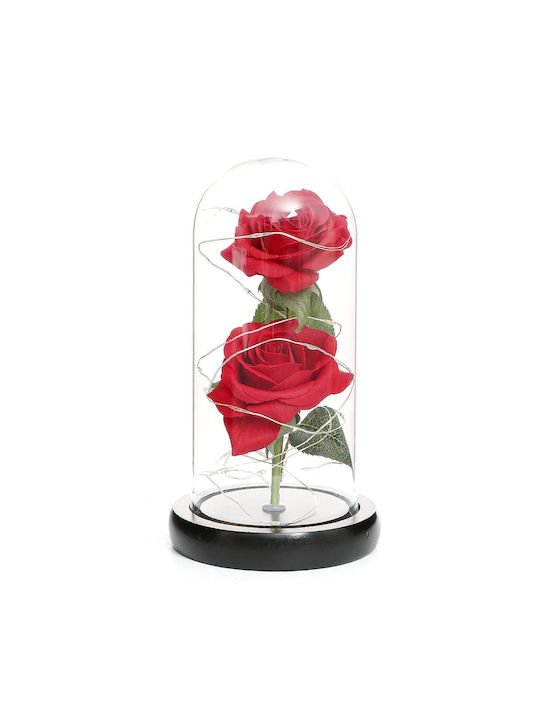 Double All Saints Rose Led Glass Dome 22 Cm Base Birthday Anniversary Valentine Forever Rose Red Rc43 Oem