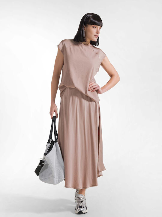 Damen Baumwolle Ärmellose Braune Bluse