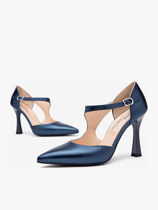 Leather Heels Light Blue