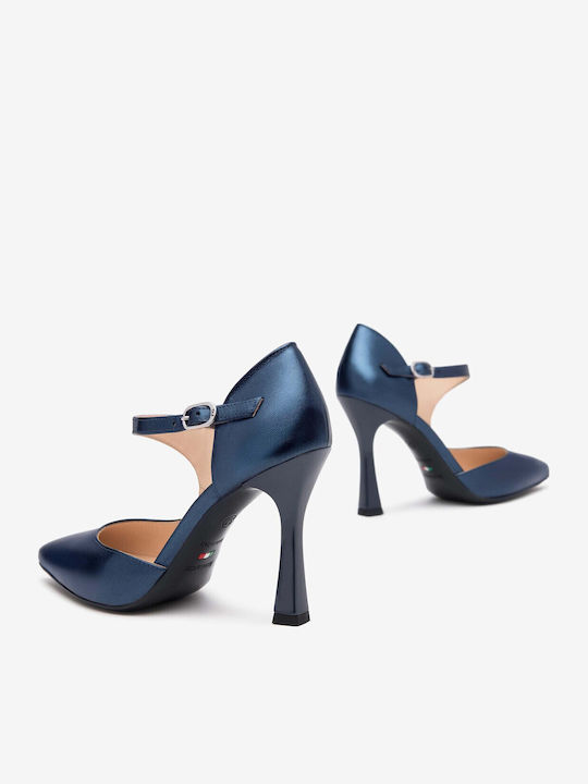 Leather Heels Light Blue