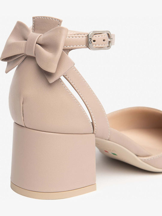 Pantofi Cu Toc Din Piele Roz