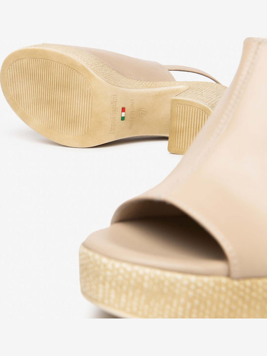Damen Sandalen Aus Leder Beige