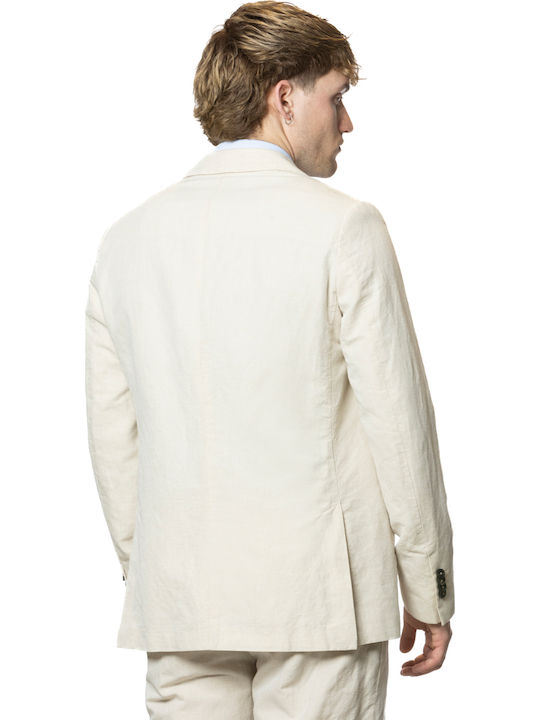 Summer Men’s Suit Jacket with Regular Fit White