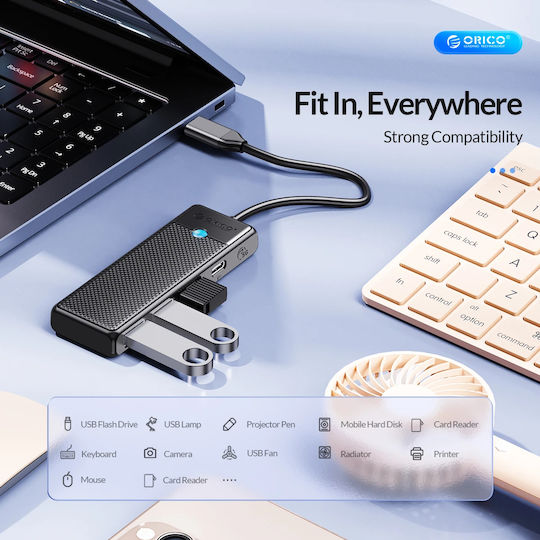 Orico USB Хъб С 4 Порта USB 3.0 С Връзка USB-C / USB-A