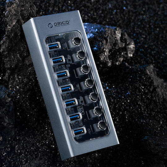 Orico Хъб 7 Порта USB 3.0 с Връзка USB-A Сив