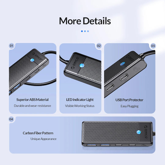 Orico USB Хъб С 4 Порта USB 3.0 С Връзка USB-C / USB-A