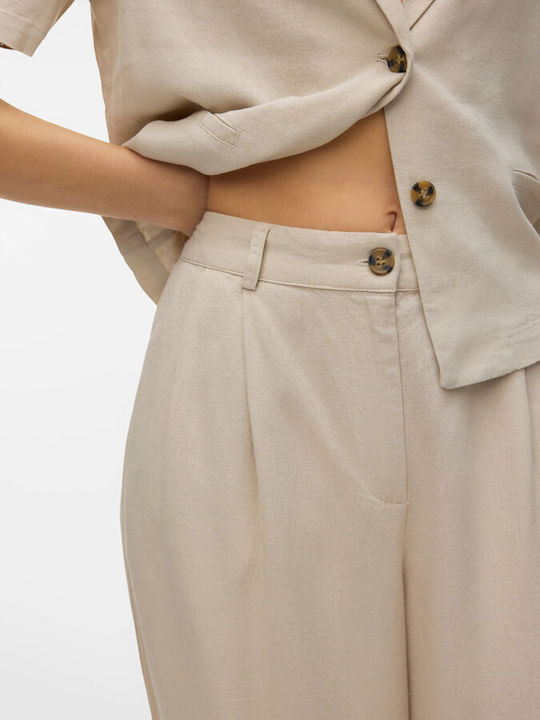 Nila Damen Leinen Pantaloona mit Gummiband Silver Lining