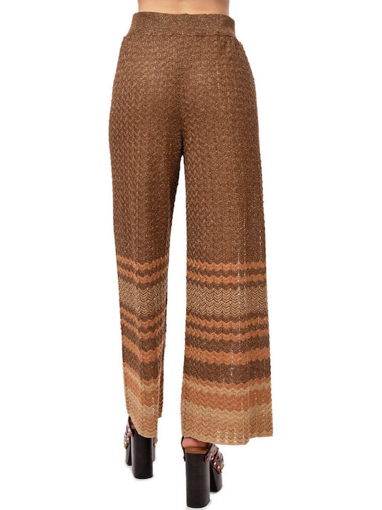 Aggel Women's Fabric Capri Trousers Tan Gold Summer Camel Bronze