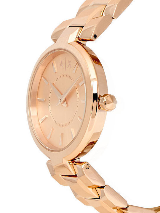 Armani Exchange Women's Watch 34mm Battery with Pink Gold Metal Strap AudelleAX4408 Pink