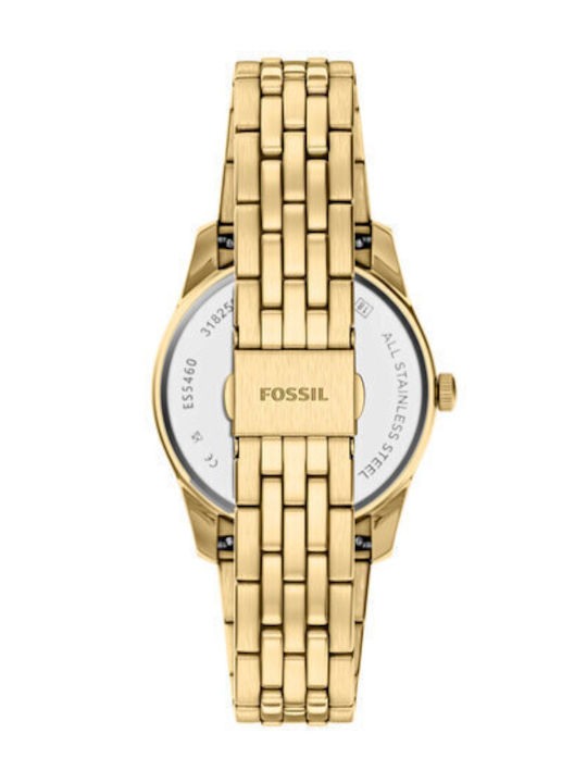 Fossil Scarlette Womens Battery Watch With Gold Metal Bracelet