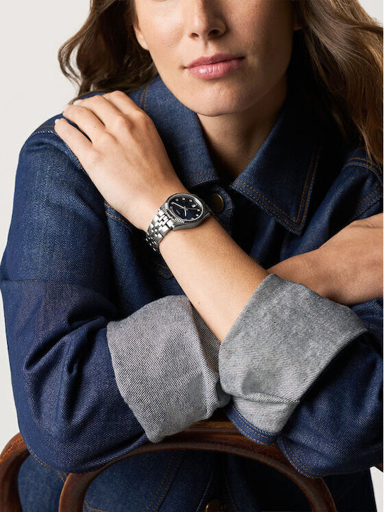 Fossil Scarlette Womens Battery Watch With Silver Metal Bracelet