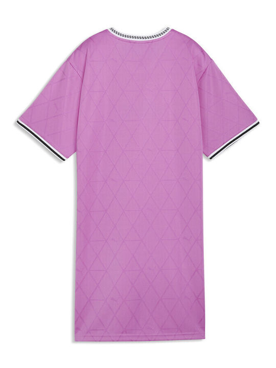 Summer Mini Athletic Dress Short Sleeve with Hood Fuchsia