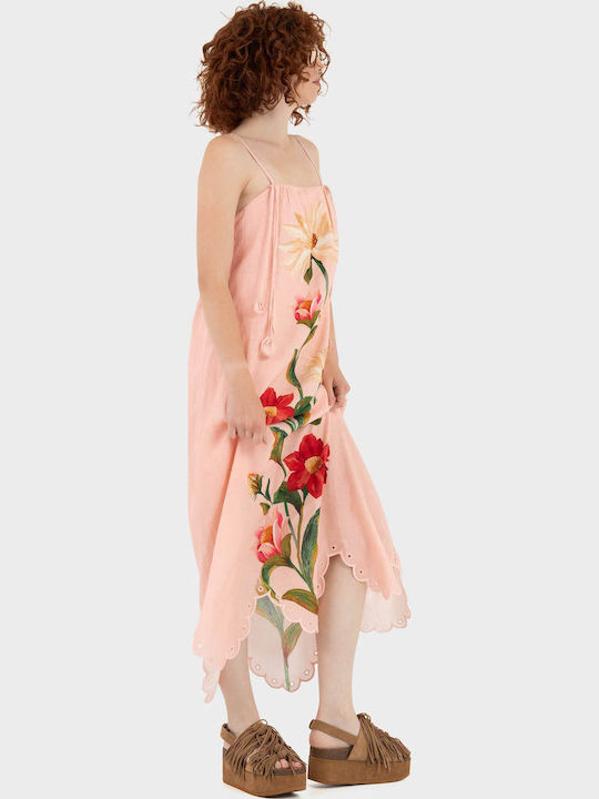 Rochie De Vară Pentru Femei Midi Roz