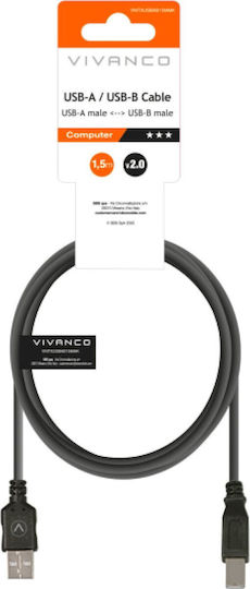 Vivanco USB 2.0 Cable USB-A Male - USB-B Male Black 1.5m
