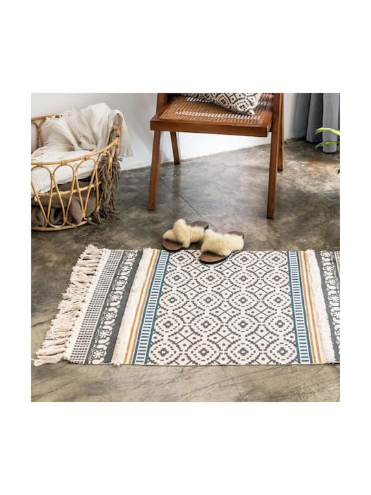 FRIPIA Wohnzimmer Teppich Rechteckiges Sommer Baumwollteppich mit Fransen Gelb 60x90cm