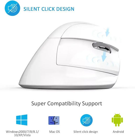 Delux M618 Mini+ Безжична Ергономична Vertical Мишка Бяла