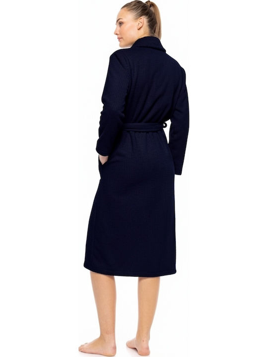 Pink Label Winter Damen Fleece Robe Yacht Blau